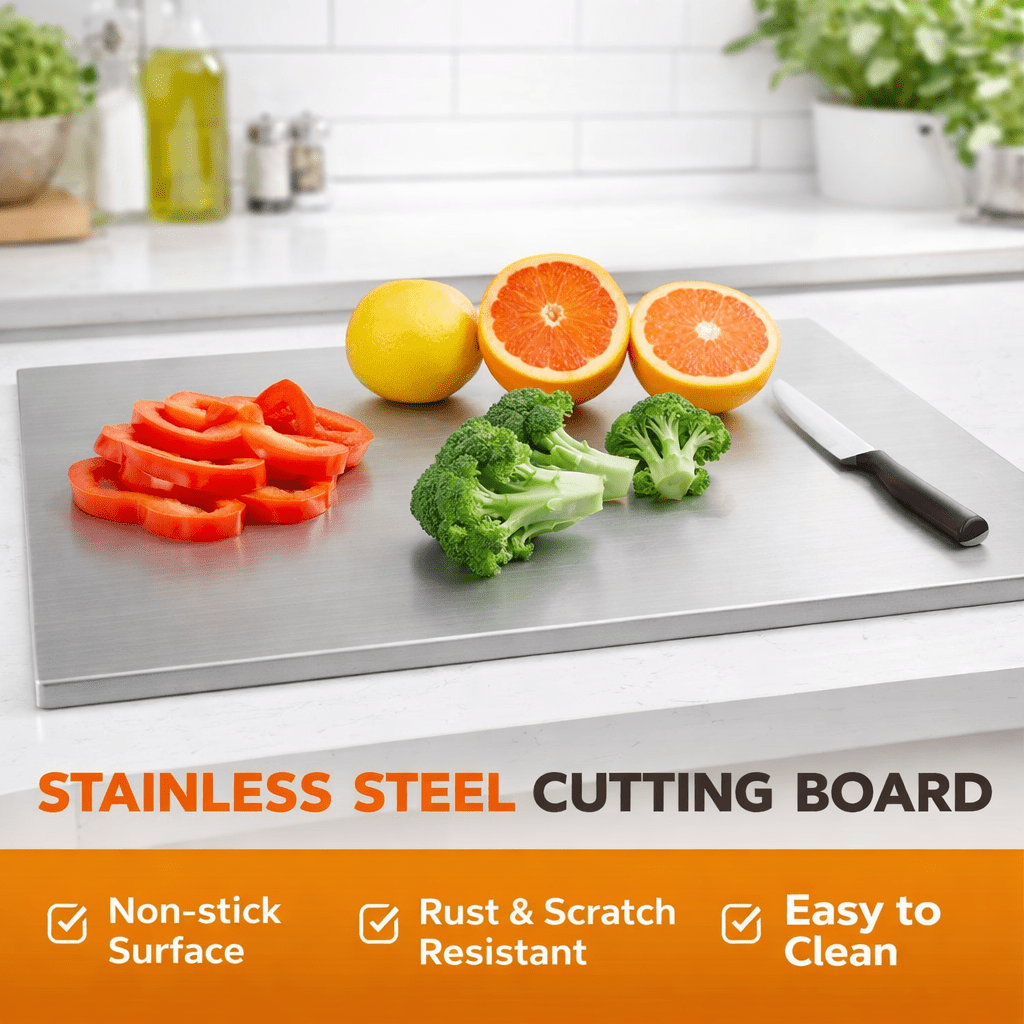 Stainless Steel Kitchen Cutting Board, Hygienic & Easy to Clean, Cutting Board - Saadiq.pk