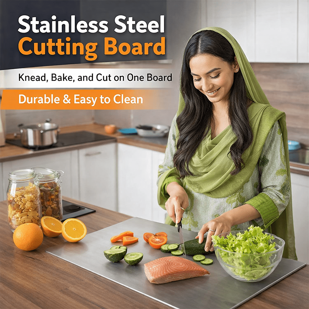 Stainless Steel Kitchen Cutting Board, Hygienic & Easy to Clean, Cutting Board - Saadiq.pk