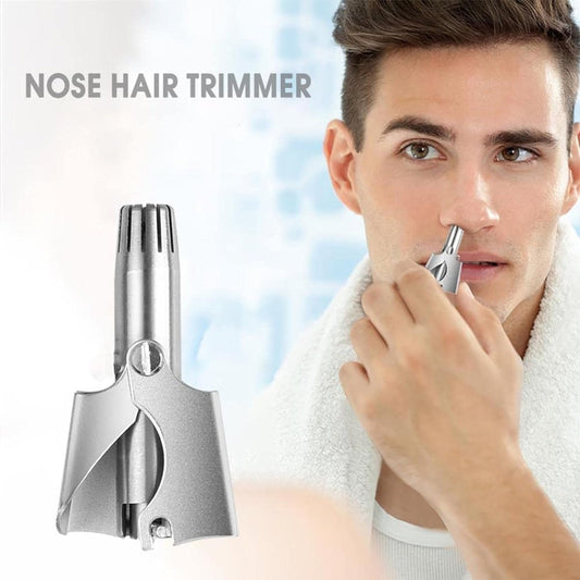Stainless Steel Manual Nose Hair Trimmer | Safe & Painless Nose Hair Cutter | Manual Rotary Grooming Tool for Men - Saadiq.pk