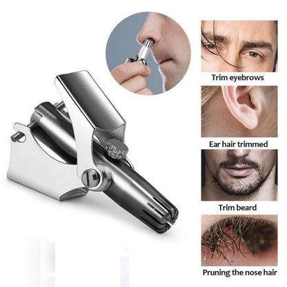 Stainless Steel Manual Nose Hair Trimmer | Safe & Painless Nose Hair Cutter | Manual Rotary Grooming Tool for Men - Saadiq.pk
