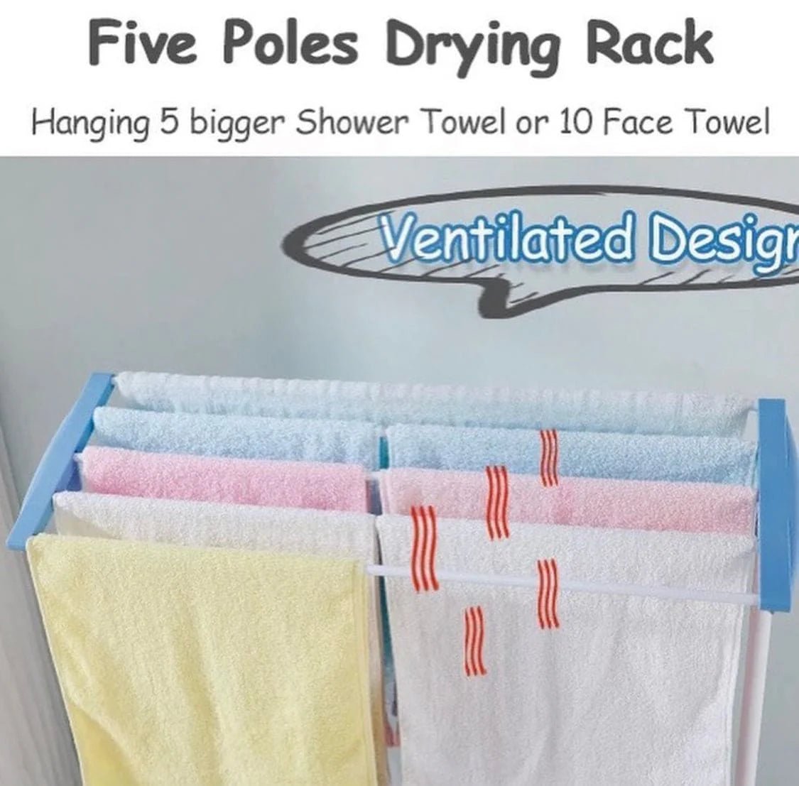 Stainless Steel Mobile Drying Rack | Indoor/Outdoor Floor‑Standing Towel Hanger - Saadiq.pk