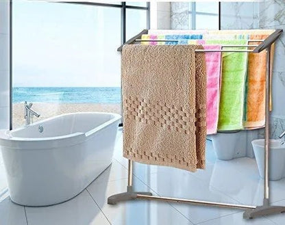 Stainless Steel Mobile Drying Rack | Indoor/Outdoor Floor‑Standing Towel Hanger - Saadiq.pk