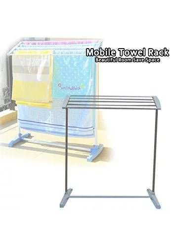 Stainless Steel Mobile Drying Rack | Indoor/Outdoor Floor‑Standing Towel Hanger - Saadiq.pk