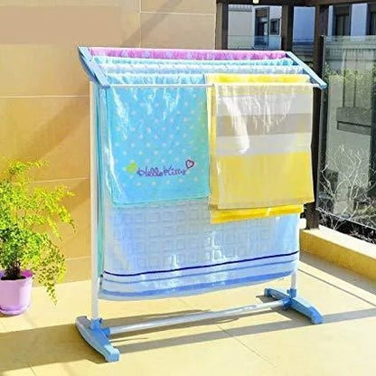 Stainless Steel Mobile Drying Rack | Indoor/Outdoor Floor‑Standing Towel Hanger - Saadiq.pk