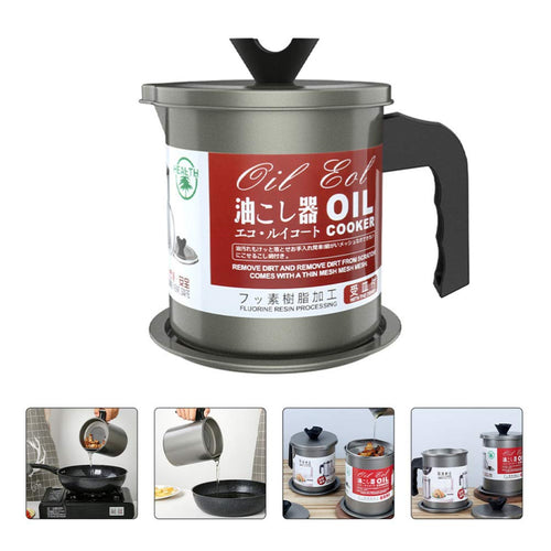 Stainless Steel Oil Filter Pot with Strainer |Kitchen Oil Container - Saadiq.pk