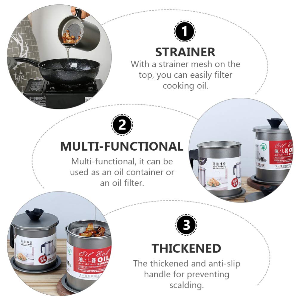 Stainless Steel Oil Filter Pot with Strainer |Kitchen Oil Container - Saadiq.pk