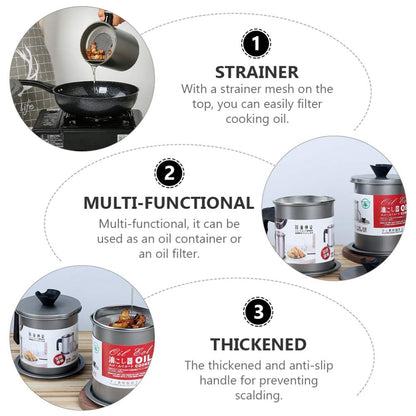 Stainless Steel Oil Filter Pot with Strainer |Kitchen Oil Container - Saadiq.pk