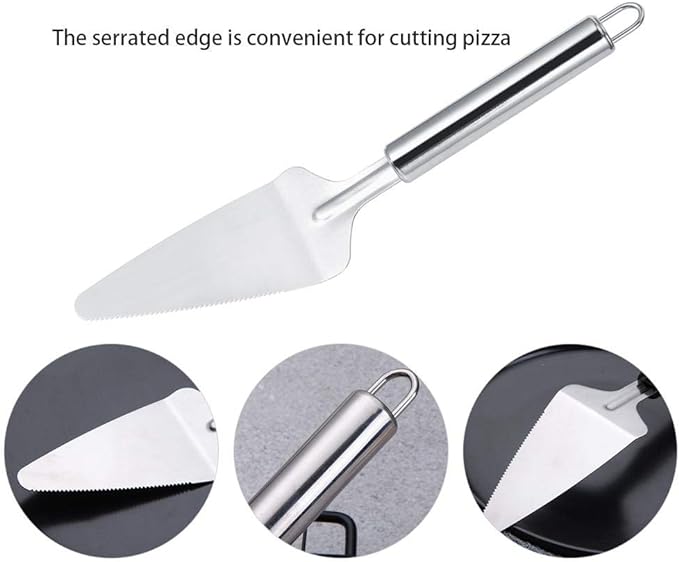 Stainless Steel Pizza and Cake Lifter with Side Cutter – Kitchen Baking Tool - Saadiq.pk