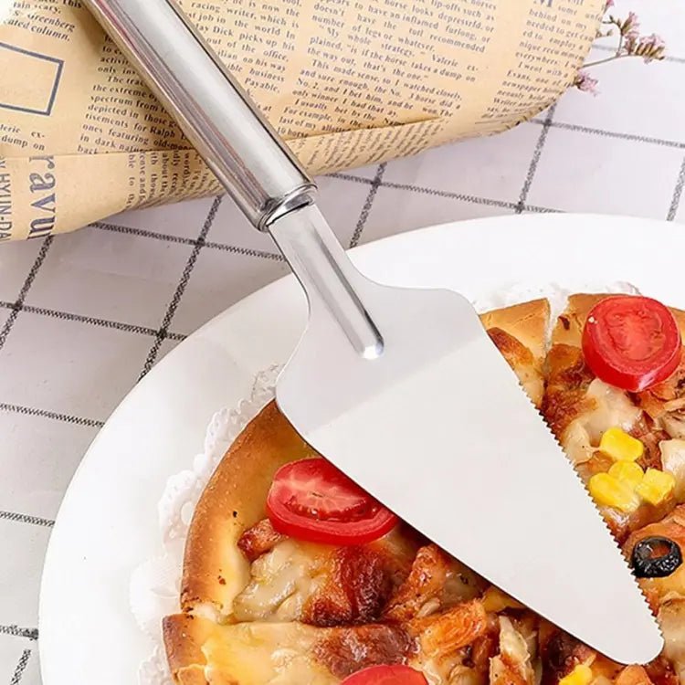 Stainless Steel Pizza and Cake Lifter with Side Cutter – Kitchen Baking Tool - Saadiq.pk