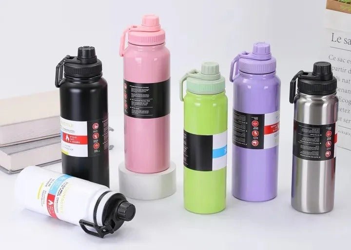 Stainless Steel Vacuum Bottle – 1000ml Insulated Water Flask - Saadiq.pk