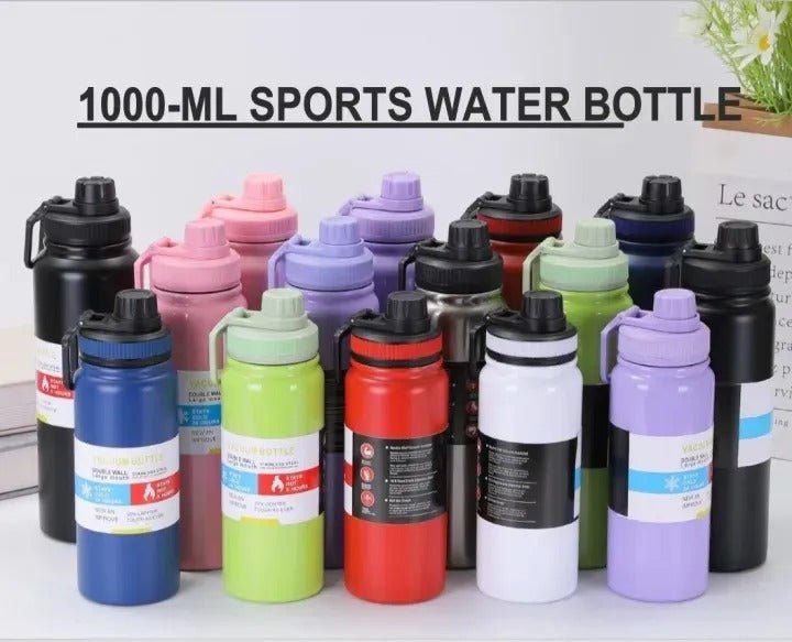 Stainless Steel Vacuum Bottle – 1000ml Insulated Water Flask - Saadiq.pk