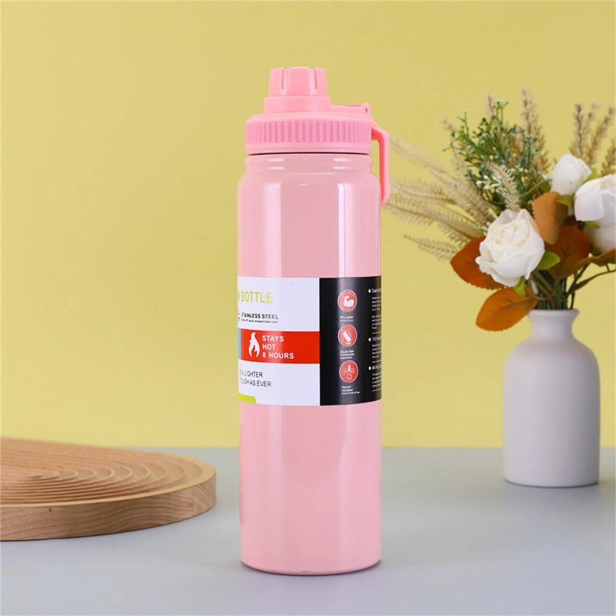 Stainless Steel Vacuum Bottle – 1000ml Insulated Water Flask - Saadiq.pk