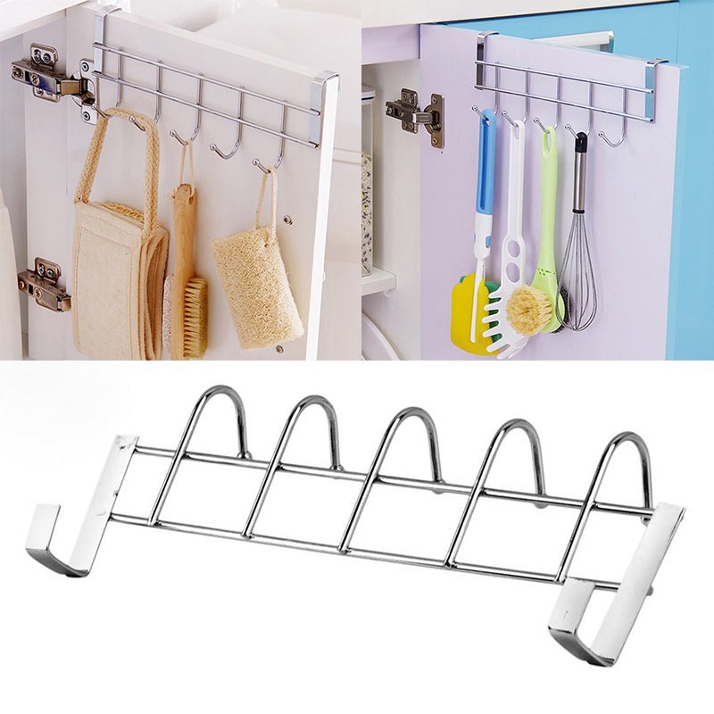 Steel Cabinet Hanger – Over the Door 5 Hook Organizer Rack - Saadiq.pk