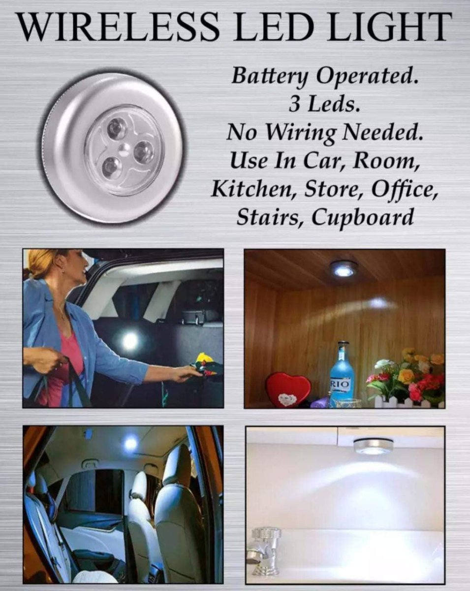 Tap Touch Wireless LED Light – Battery Operated & Portable - Saadiq.pk