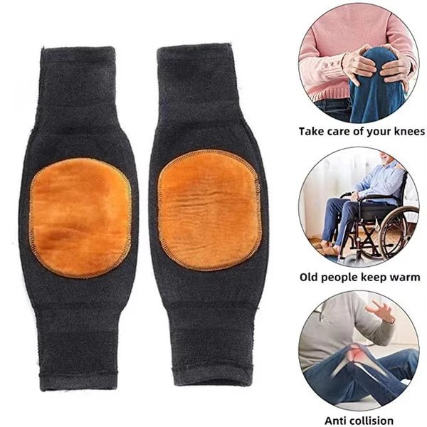 Thermal Knee Warmer with Adjustable Belt – Fleece Padded Knee Support for Cold, Pain Relief & Winter Protection (PAIR) - Saadiq.pk