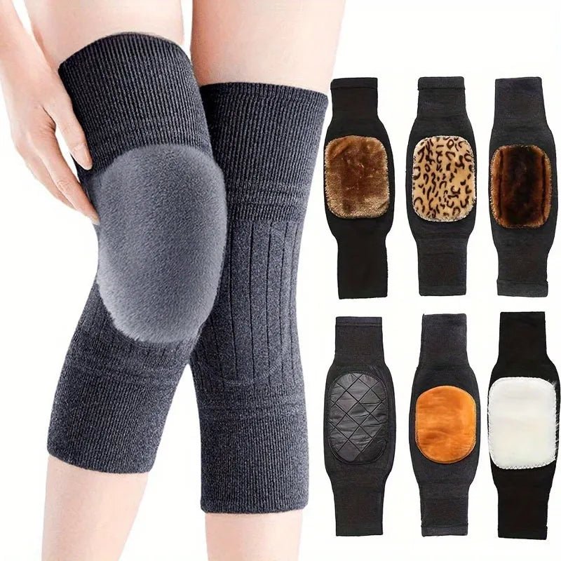 Thermal Knee Warmer with Adjustable Belt – Fleece Padded Knee Support for Cold, Pain Relief & Winter Protection (PAIR) - Saadiq.pk