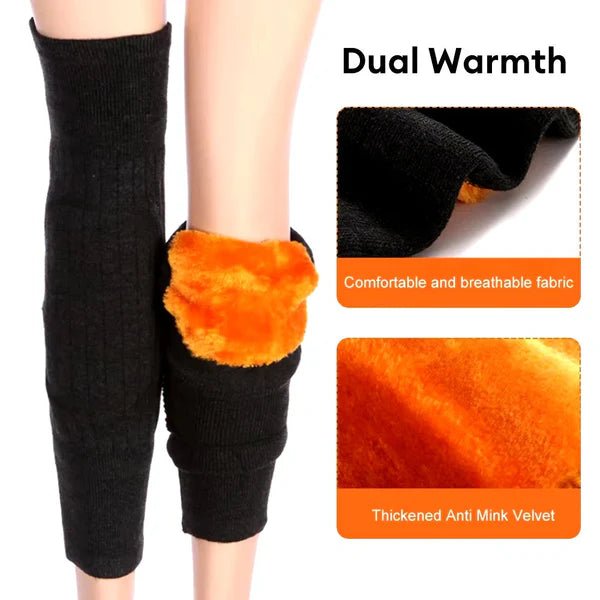 Thermal Knee Warmer with Adjustable Belt – Fleece Padded Knee Support for Cold, Pain Relief & Winter Protection (PAIR) - Saadiq.pk