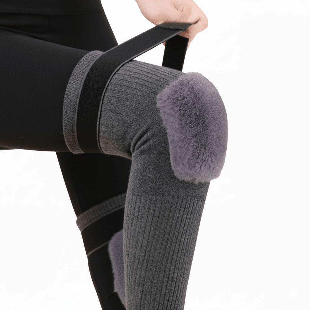 Thermal Knee Warmer with Adjustable Belt – Fleece Padded Knee Support for Cold, Pain Relief & Winter Protection (PAIR) - Saadiq.pk