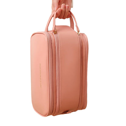 Three - Layer Zipper U - Shaped Cosmetic Bag – Travel Makeup - Saadiq.pk