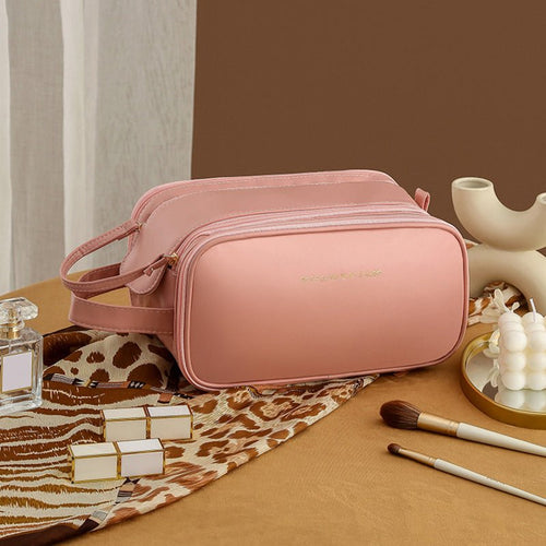 Three - Layer Zipper U - Shaped Cosmetic Bag – Travel Makeup - Saadiq.pk