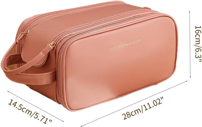 Three - Layer Zipper U - Shaped Cosmetic Bag – Travel Makeup - Saadiq.pk