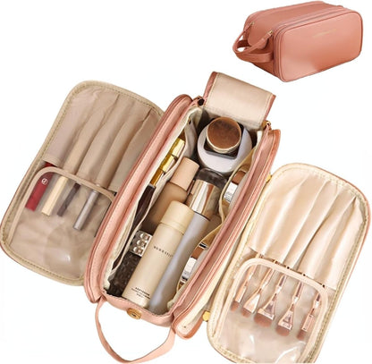 Three - Layer Zipper U - Shaped Cosmetic Bag – Travel Makeup - Saadiq.pk