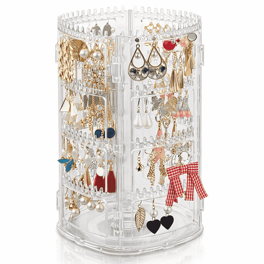 Transparent Acrylic 360° Rotating Jewelry Organizer - Saadiq.pk