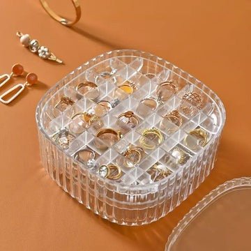 Transparent Crystal Jewelry Organizer – Elegant Storage Box for Rings, Earrings & Accessories - Saadiq.pk