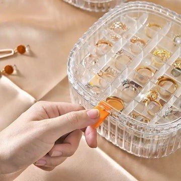 Transparent Crystal Jewelry Organizer – Elegant Storage Box for Rings, Earrings & Accessories - Saadiq.pk