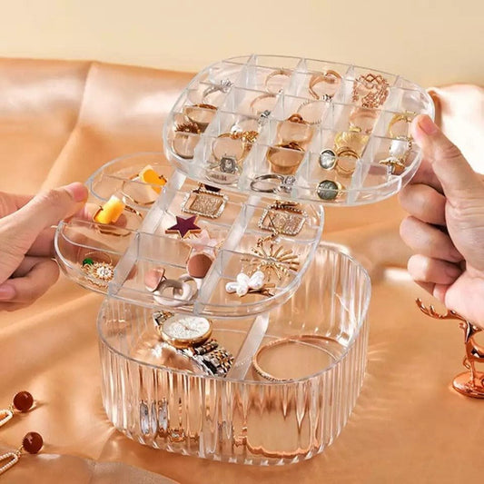 Transparent Crystal Jewelry Organizer – Elegant Storage Box for Rings, Earrings & Accessories - Saadiq.pk
