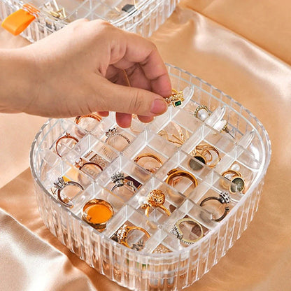 Transparent Crystal Jewelry Organizer – Elegant Storage Box for Rings, Earrings & Accessories - Saadiq.pk