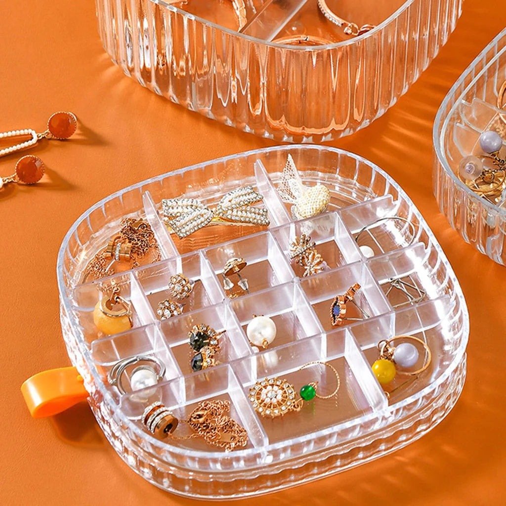 Transparent Crystal Jewelry Organizer – Elegant Storage Box for Rings, Earrings & Accessories - Saadiq.pk