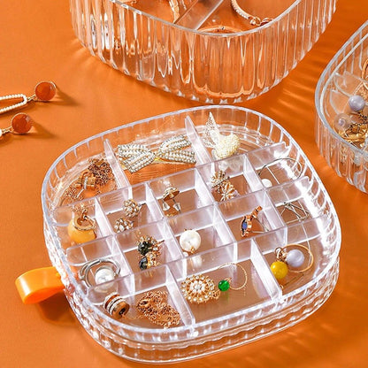 Transparent Crystal Jewelry Organizer – Elegant Storage Box for Rings, Earrings & Accessories - Saadiq.pk