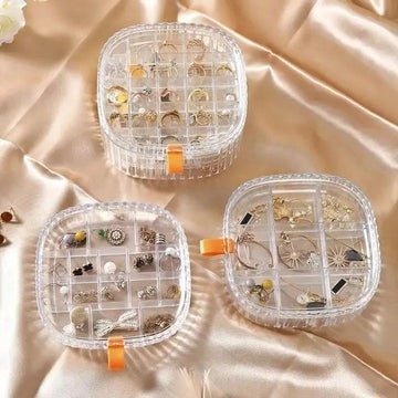 Transparent Crystal Jewelry Organizer – Elegant Storage Box for Rings, Earrings & Accessories - Saadiq.pk