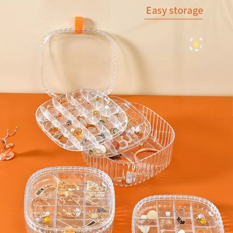Transparent Crystal Jewelry Organizer – Elegant Storage Box for Rings, Earrings & Accessories - Saadiq.pk