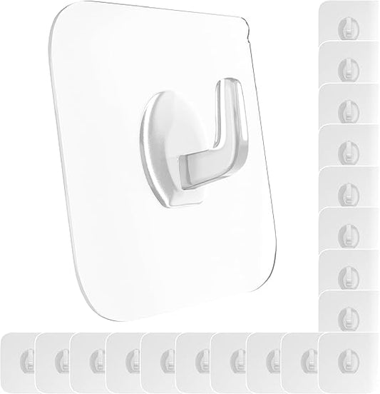 Transparent Drill‑Free Wall Hooks | Heavy‑Duty Adhesive Hooks (10Pcs) - Saadiq.pk
