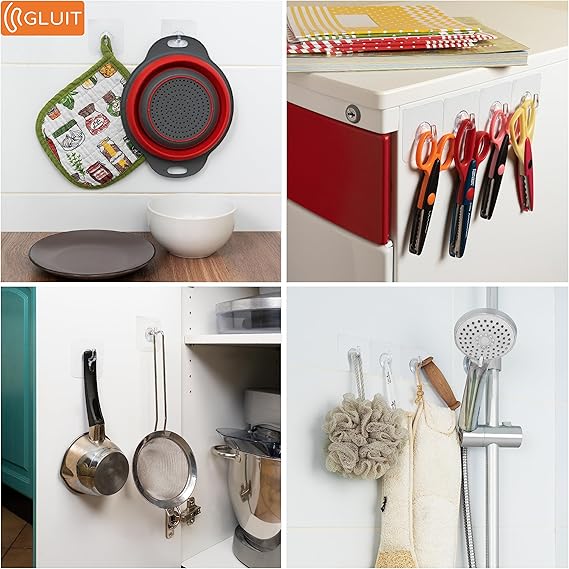 Transparent Drill‑Free Wall Hooks | Heavy‑Duty Adhesive Hooks (10Pcs) - Saadiq.pk