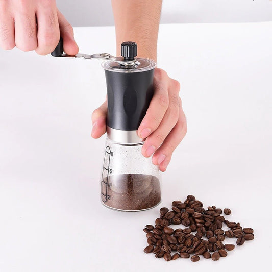 Transparent Hand Crank Coffee Grinder – Portable Manual Coffee Mill for Home & Travel - Saadiq.pk