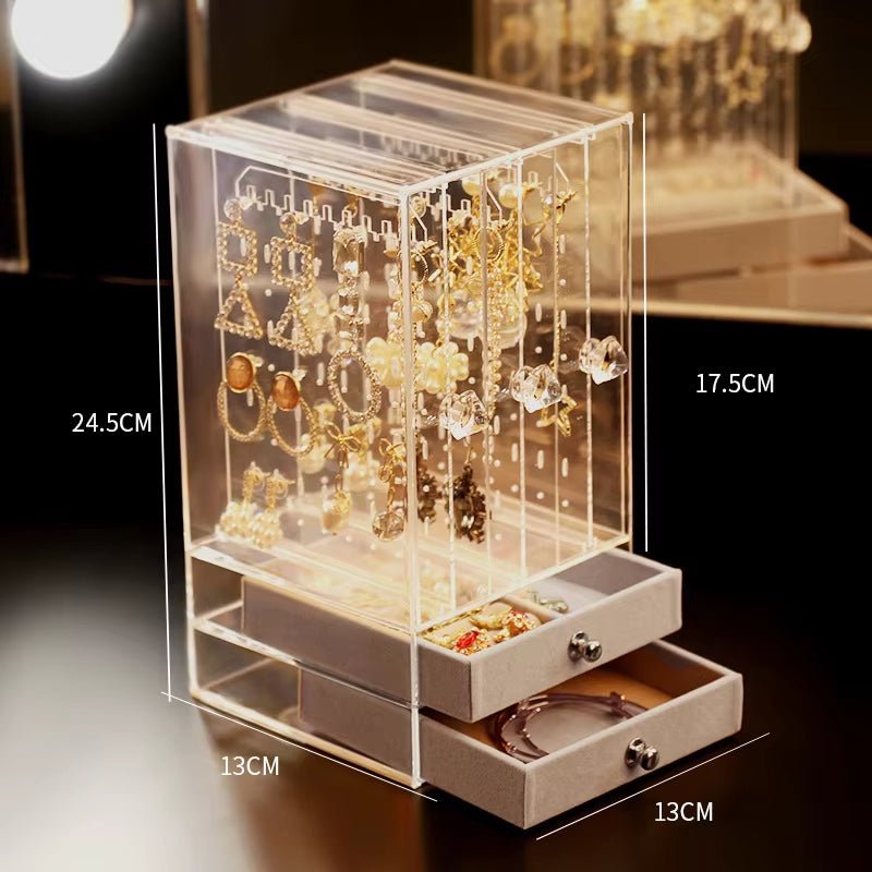 Transparent Jewelry Storage Box with Drawer – Elegant Organizer for Accessories - Saadiq.pk