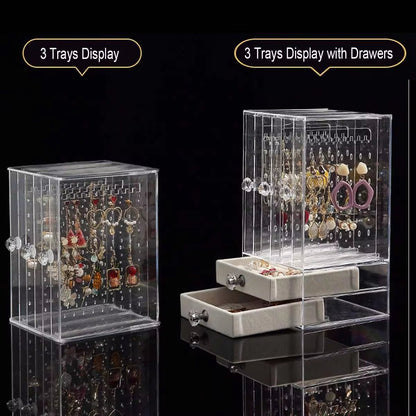 Transparent Jewelry Storage Box with Drawer – Elegant Organizer for Accessories - Saadiq.pk