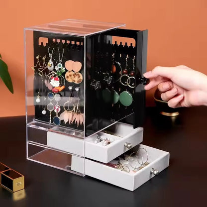 Transparent Jewelry Storage Box with Drawer – Elegant Organizer for Accessories - Saadiq.pk