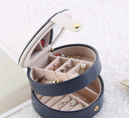 Travel Jewelry Box Mini (Round Shape) – Compact Portable Jewelry Organizer - Saadiq.pk