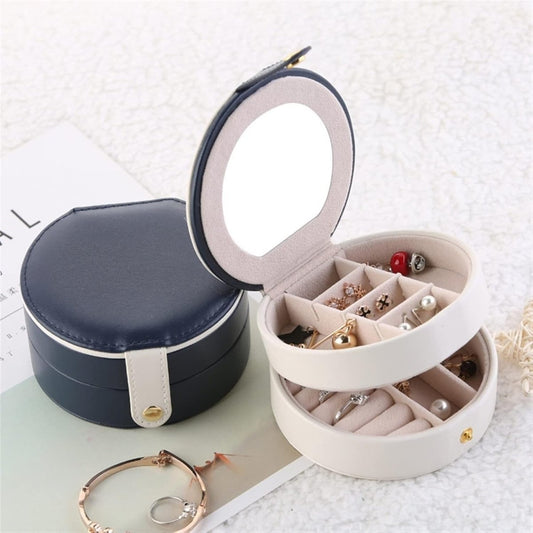 Travel Jewelry Box Mini (Round Shape) – Compact Portable Jewelry Organizer - Saadiq.pk