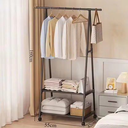 Triangle Clothing Rack with Wheels | Portable Hanging Stand with Storage Shelves