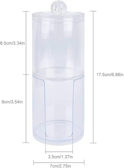 Two - Layer Acrylic Cotton & Pad Organizer – Transparent Makeup Storage Box with Lid - Saadiq.pk