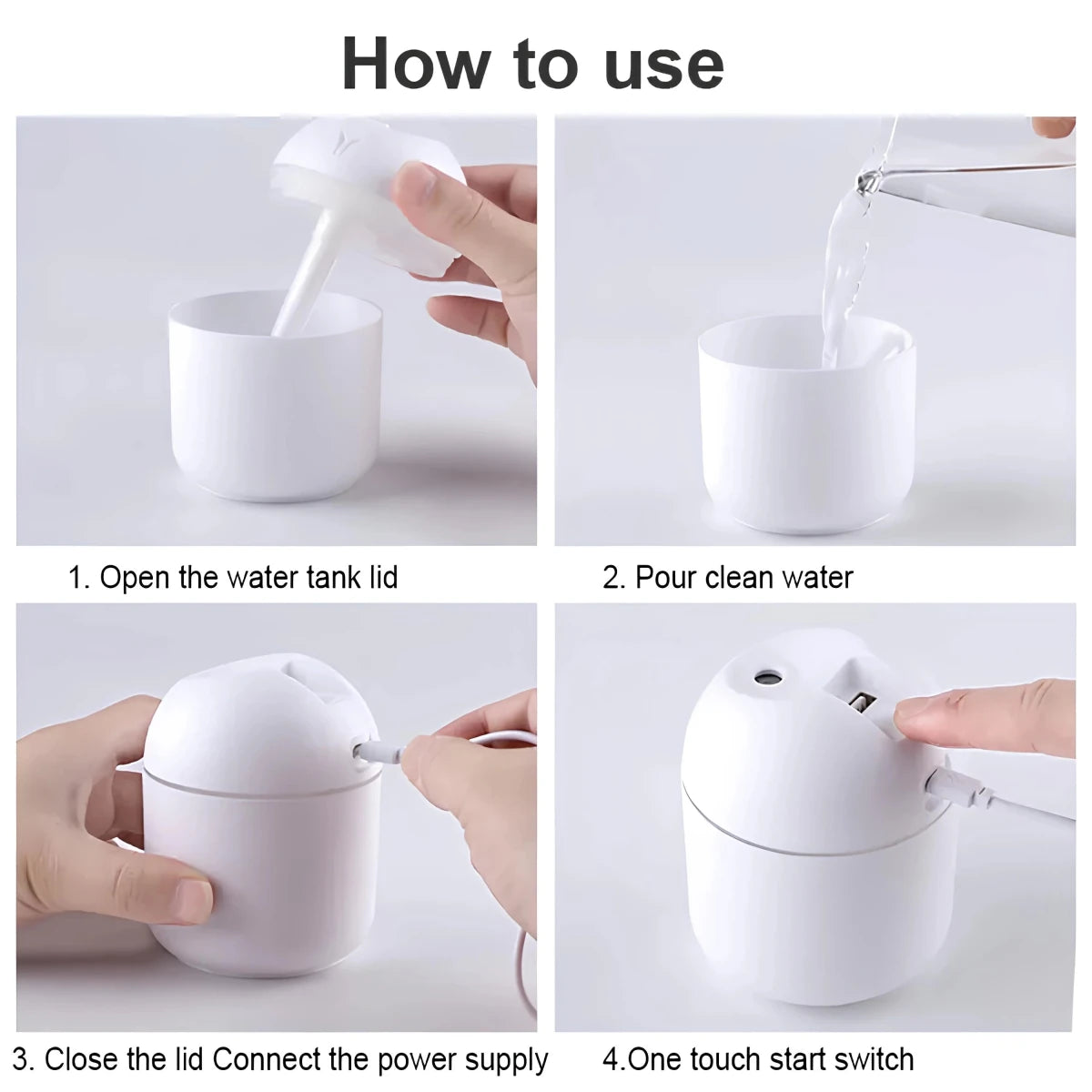 USB Portable Air Humidifier | 3‑in‑1 Cool Mist Humidifier with Silent Mode & LED Light - Saadiq.pk