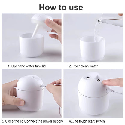 USB Portable Air Humidifier | 3‑in‑1 Cool Mist Humidifier with Silent Mode & LED Light - Saadiq.pk