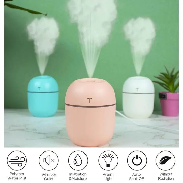 USB Portable Air Humidifier | 3‑in‑1 Cool Mist Humidifier with Silent Mode & LED Light - Saadiq.pk