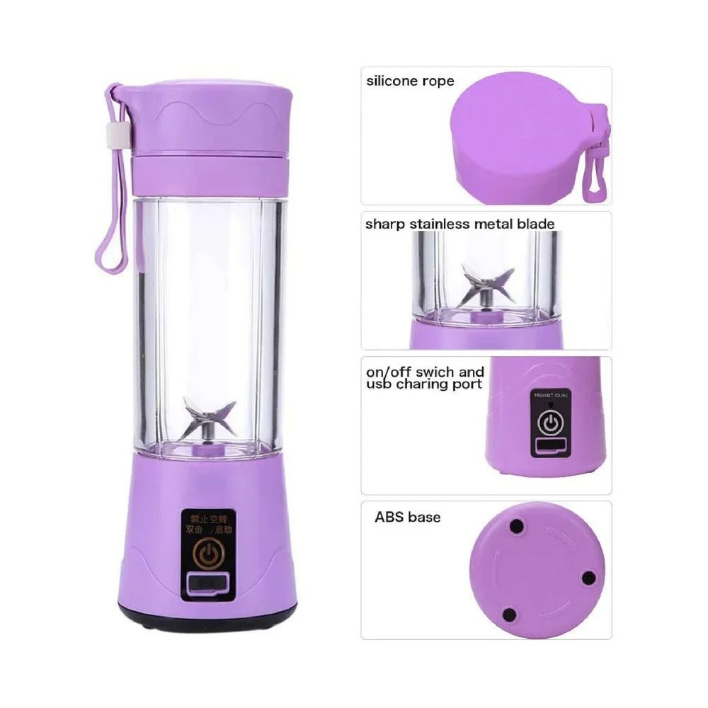 USB Rechargeable Mini Juicer Blender – Portable Fruit Smoothie Maker Bottle - Saadiq.pk
