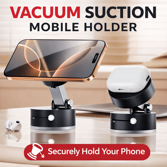 Vacuum Suction Magnetic Mobile Holder | Strong Dashboard Phone Mount | Adjustable Foldable Car & Home Phone Stand - Saadiq.pk